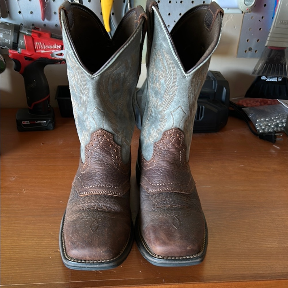Brown and Blue Western Boots